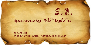 Spalovszky Mátyás névjegykártya